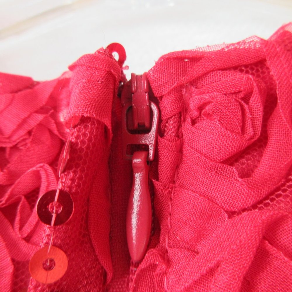 American Princess Red Sequin Sleeveless Dress Size G10 Rosette Floral Embroidery - Picture 5 of 13